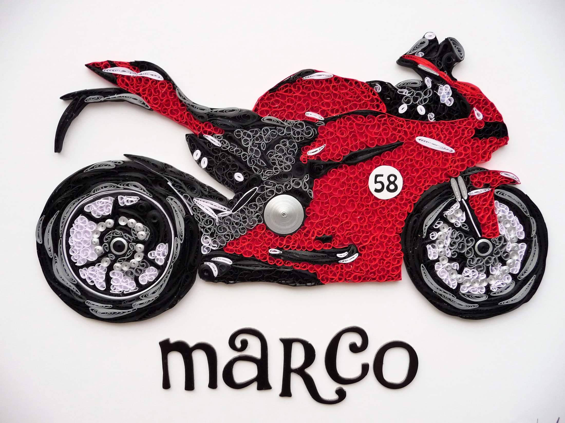 Quilling by kath Quilled red ducati motorbike 1