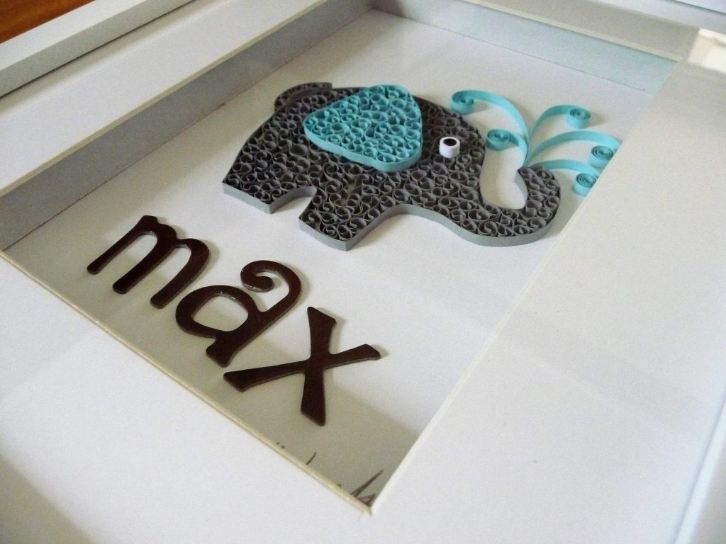 Quilling by kath Quilled Elephant Grey with blue ear