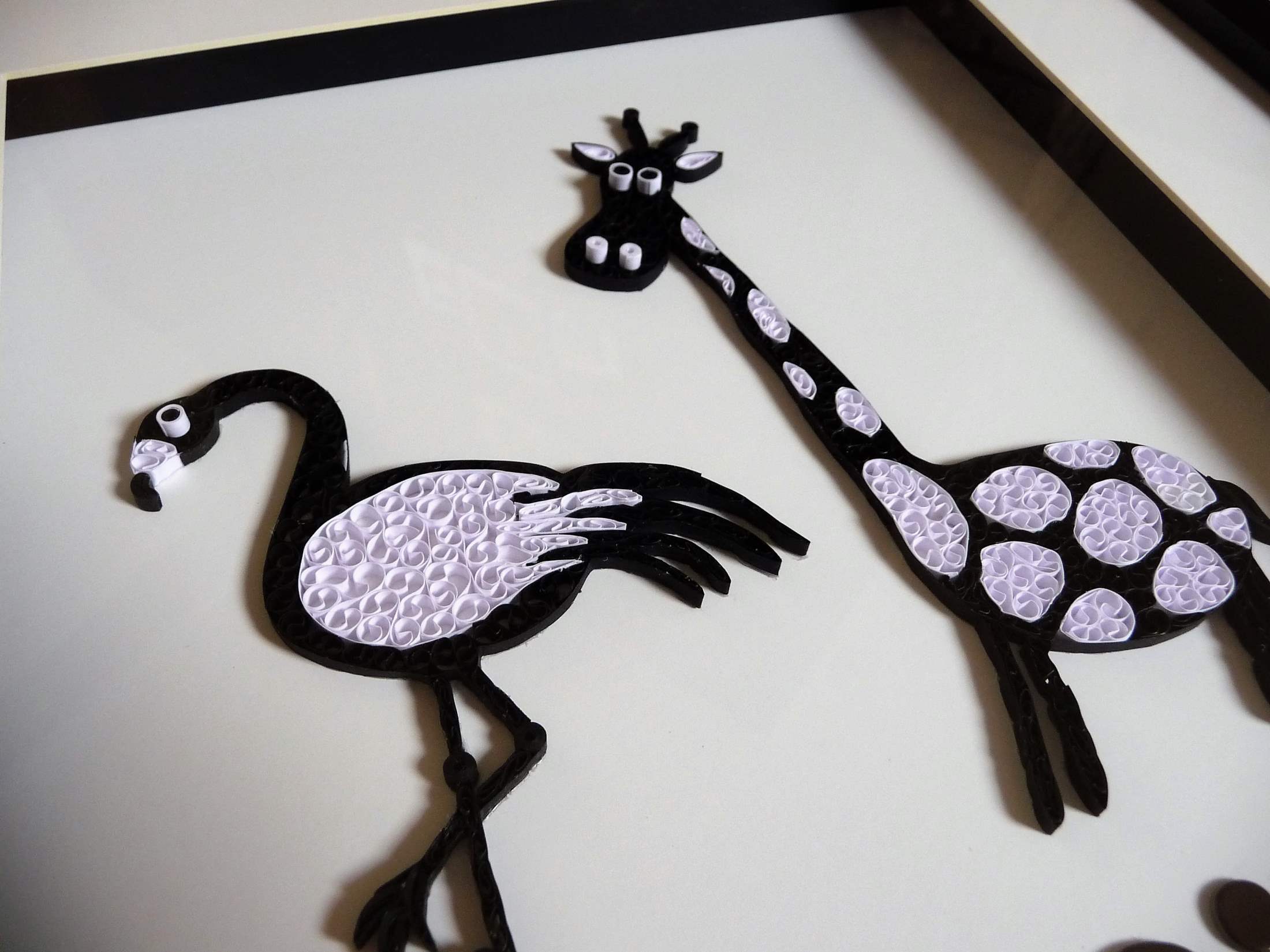 Quilling by kath Quilled Flamingo Giraffe Black and White 1