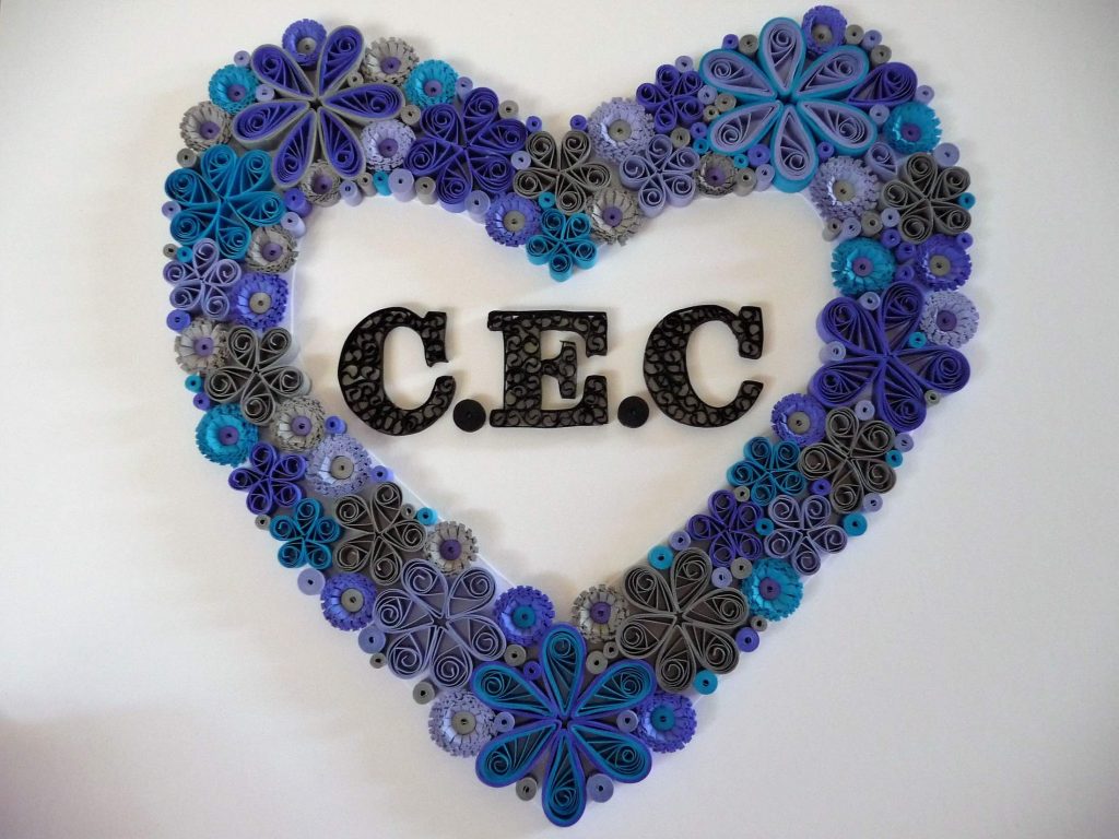 Quilling by kath Quilled blue flowers in a heart