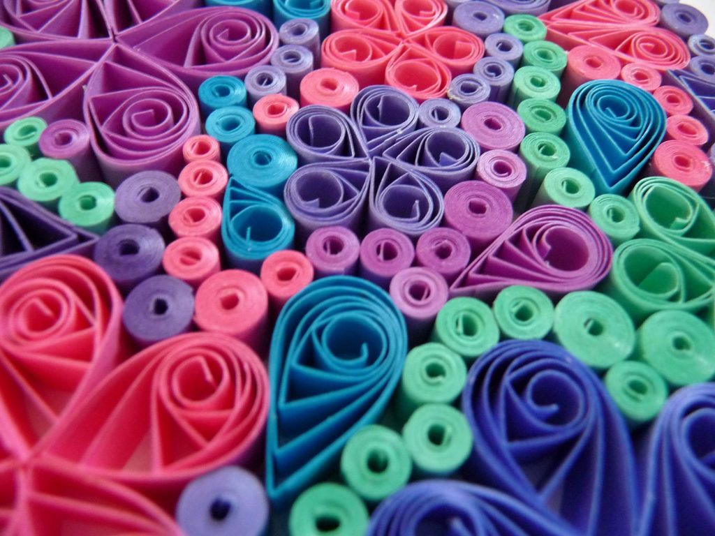 quilling close up blue pink purple