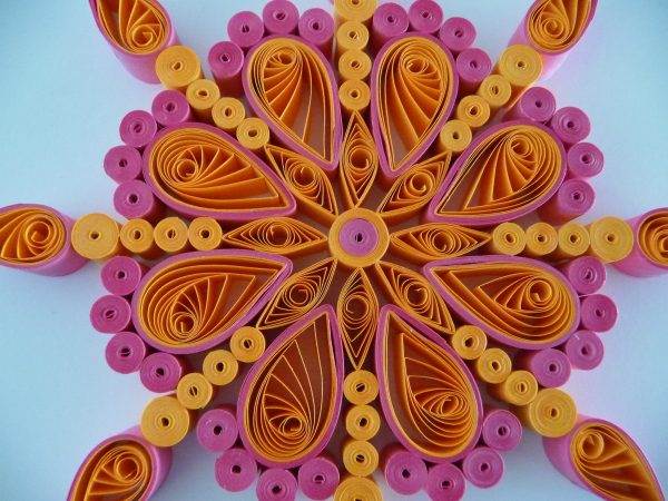 Quilled pink and orange mandala
