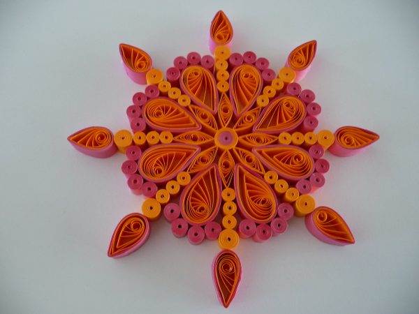 Quilled pink and orange mandala