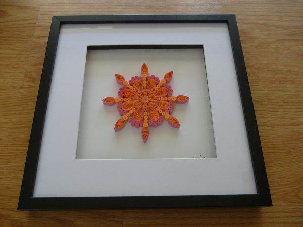 Quilled pink and orange mandala