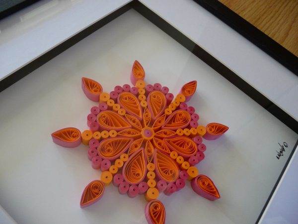 Quilled pink and orange mandala