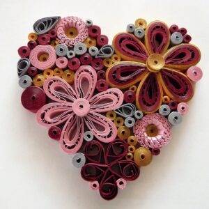 Flower Heart Blush Burgundy Quilling By Kath