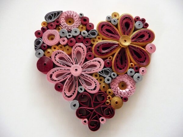Flower Heart Blush Burgundy Quilling By Kath