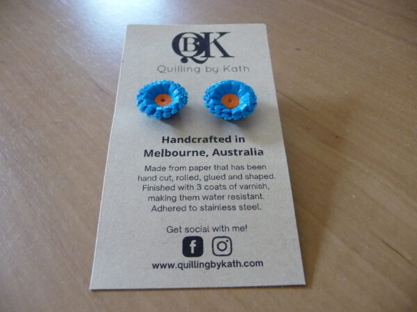 Flower Earrings B Blue Orange