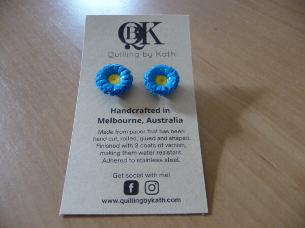 Flower Earrings B Blue Yellow