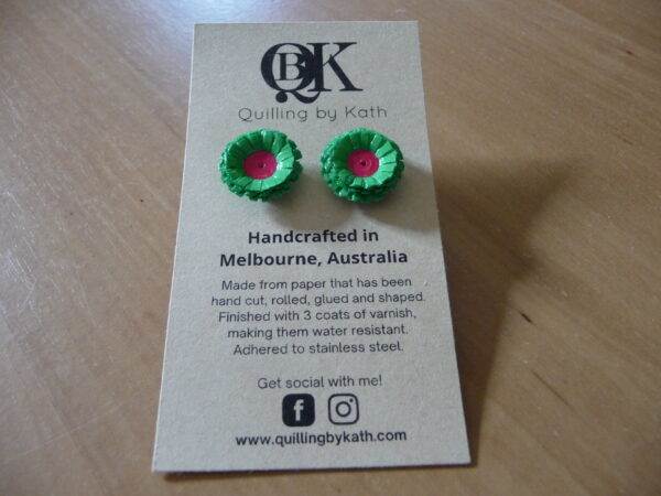 Flower Earrings B Green B Pink