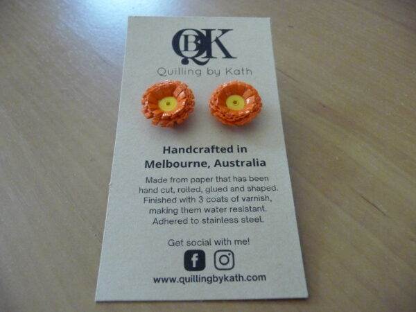 Flower Earrings Orange Yellow