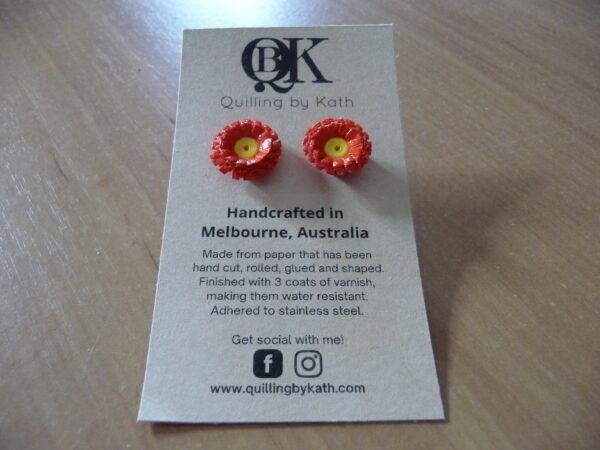 Flower Earrings Red Yellow