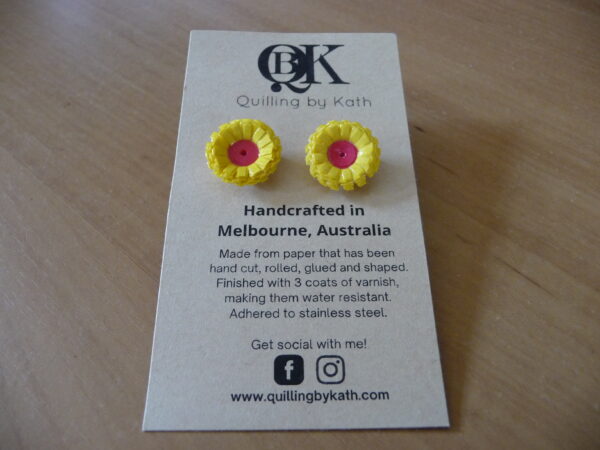 Flower Earrings yellow B Pink