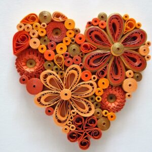 Flower Heart Autumn Quilling by Kath