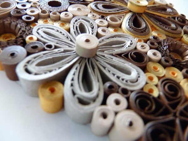 Flower Heart Brown Quilling by Kath