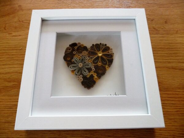 Flower Heart Natural Framed