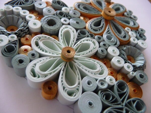 Flower Heart Sage green Quilling by Kath