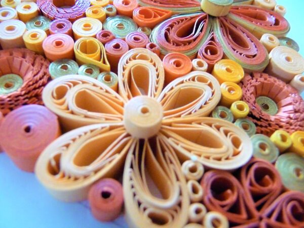 Flower Heart orange Quilling By Kath