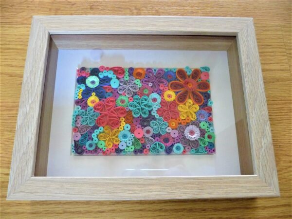 Framed Bright Flowers Quilling By Kath