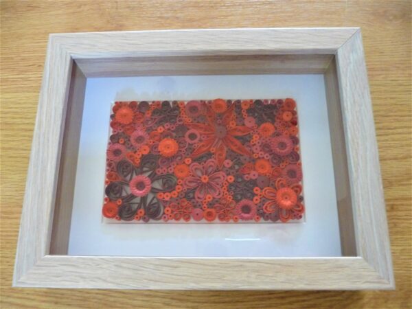 Framed Red Flowers Quilling By Kath