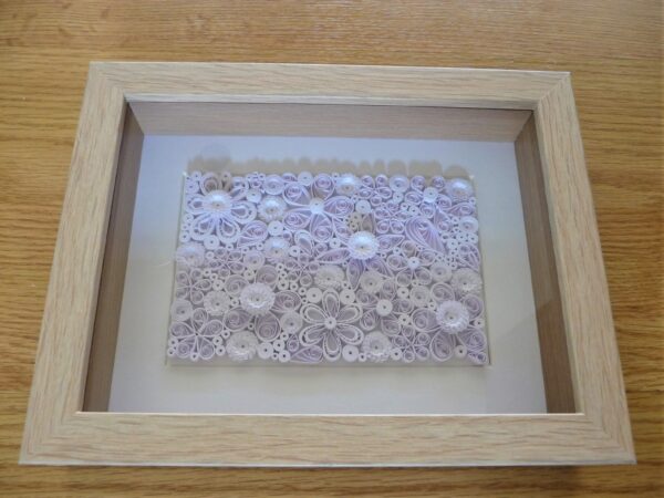 Framed White Flowers Quilling By Kath