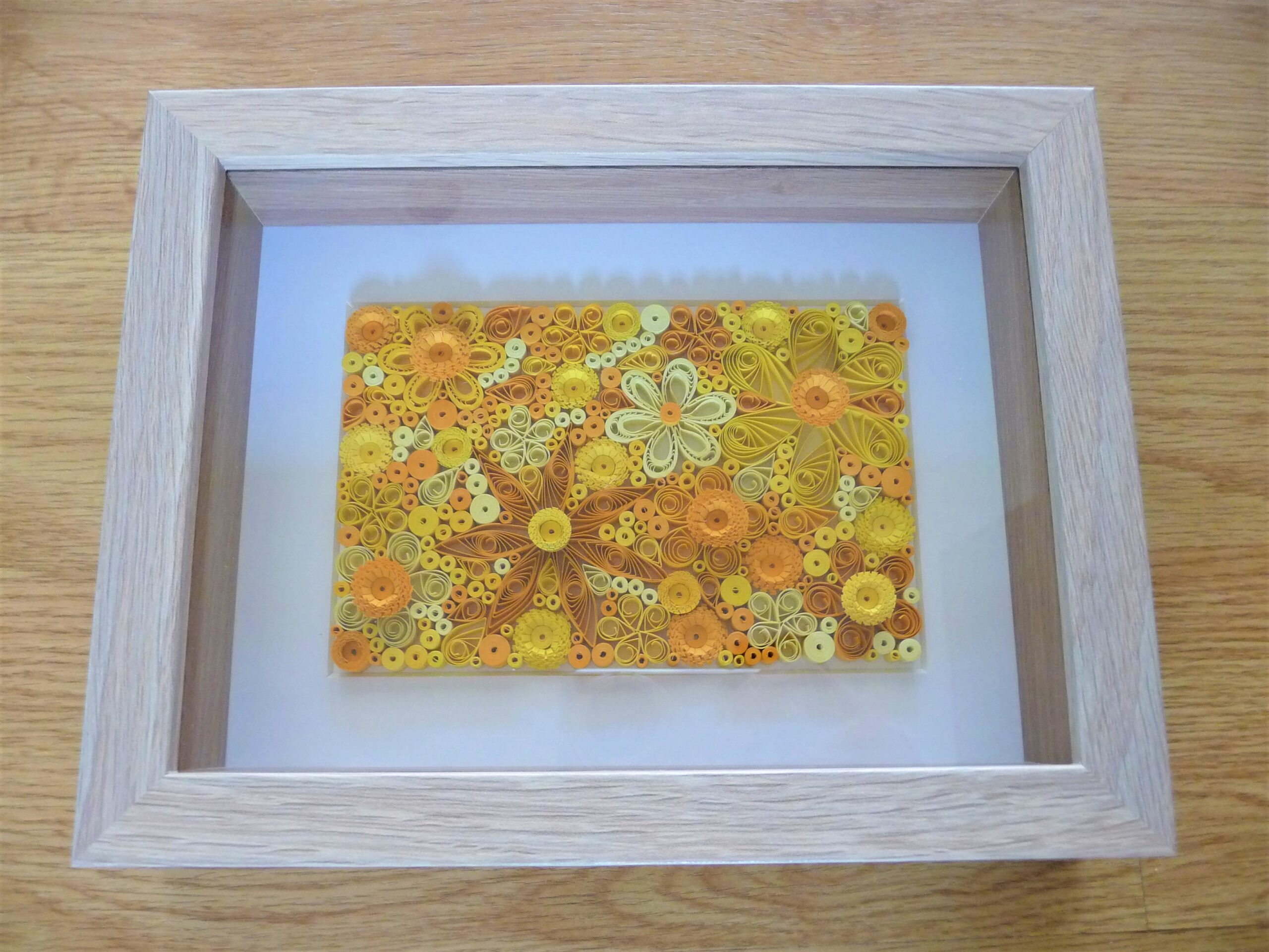 Framed Yellow Flowers Quilling By Kath